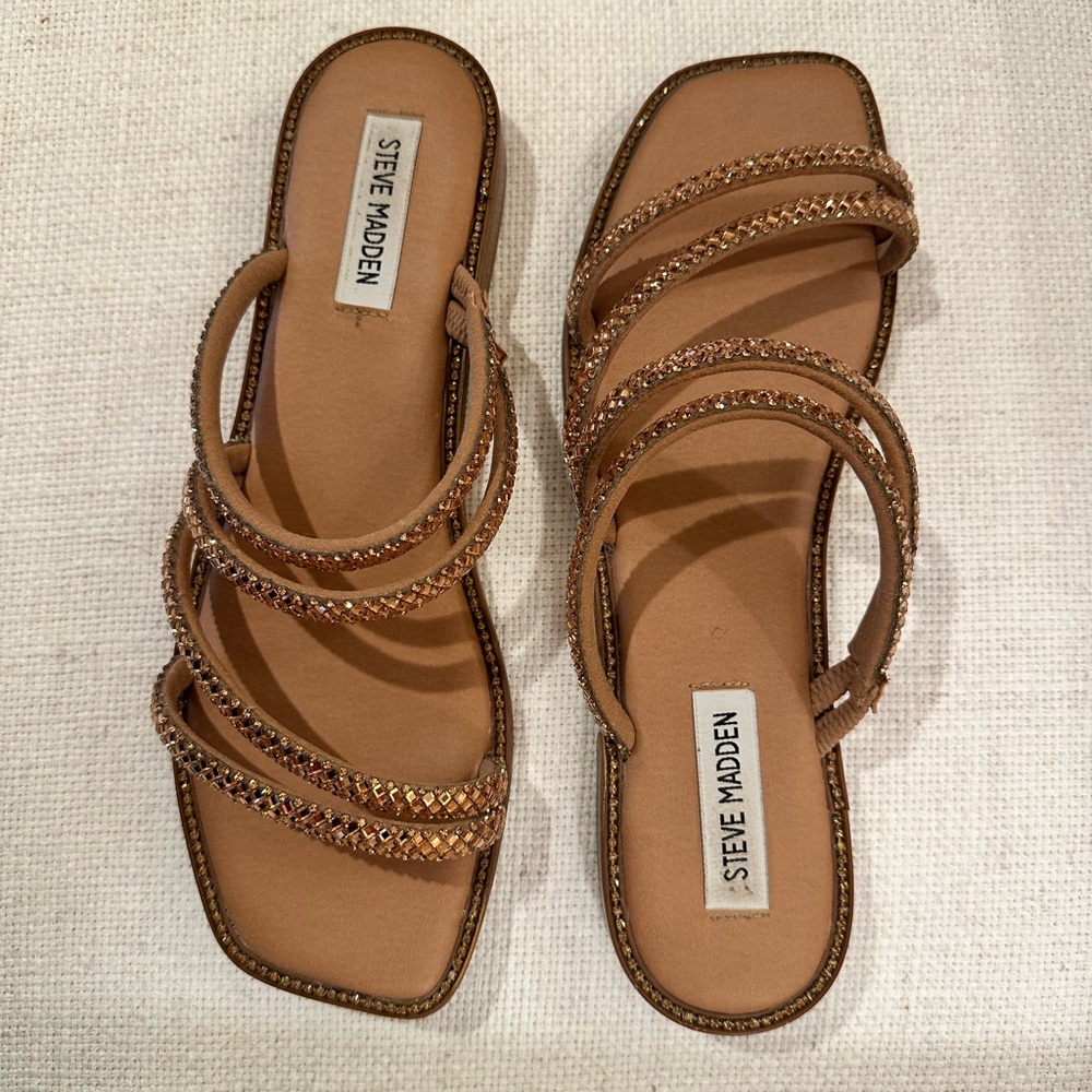 Steve Madden Gold Rhinestone Slides